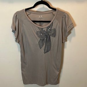Vintage Armani Exchange A/X Sequin Bow T-shirt